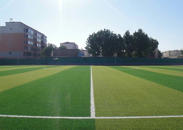 Smooth Outdoor Sports Flooring / PE Artificial Turf With Double Color